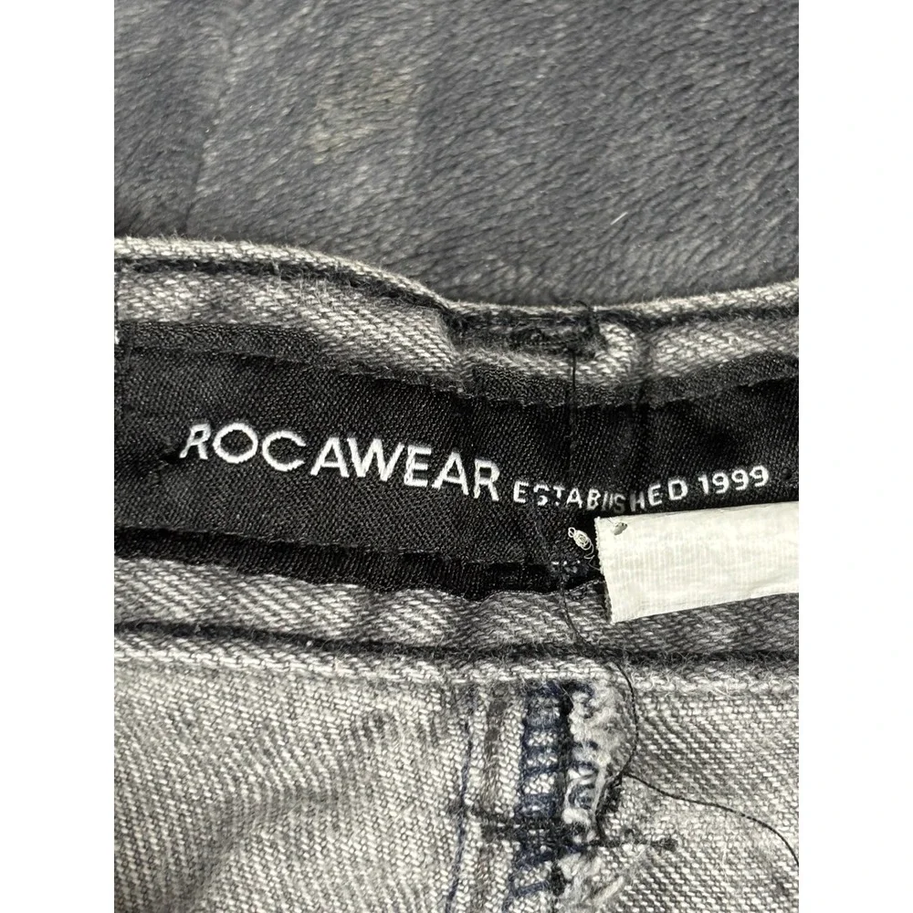 Rocawear Mens Baggy Denim Shorts Gray Faded Wide Leg‎ Y2K Streetwear Size 31